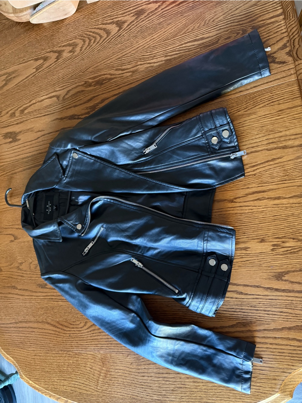 Classic Black Faux Leather Moto Jacket - Blank Brand